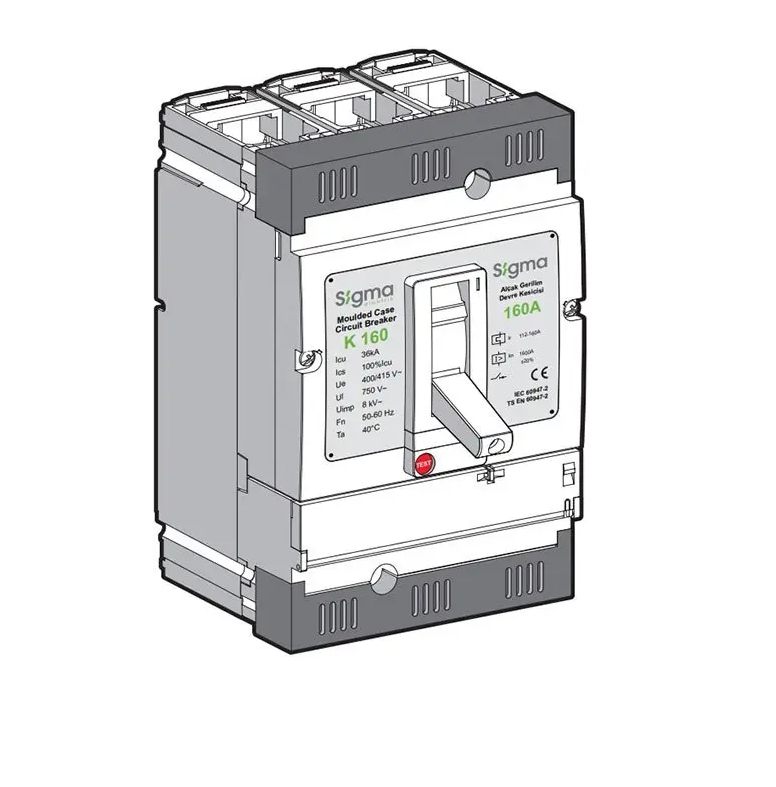 36kA 3 Kutuplu 50A Termik-Manyetik Açtırma Üniteli Ayarlı Tip AG